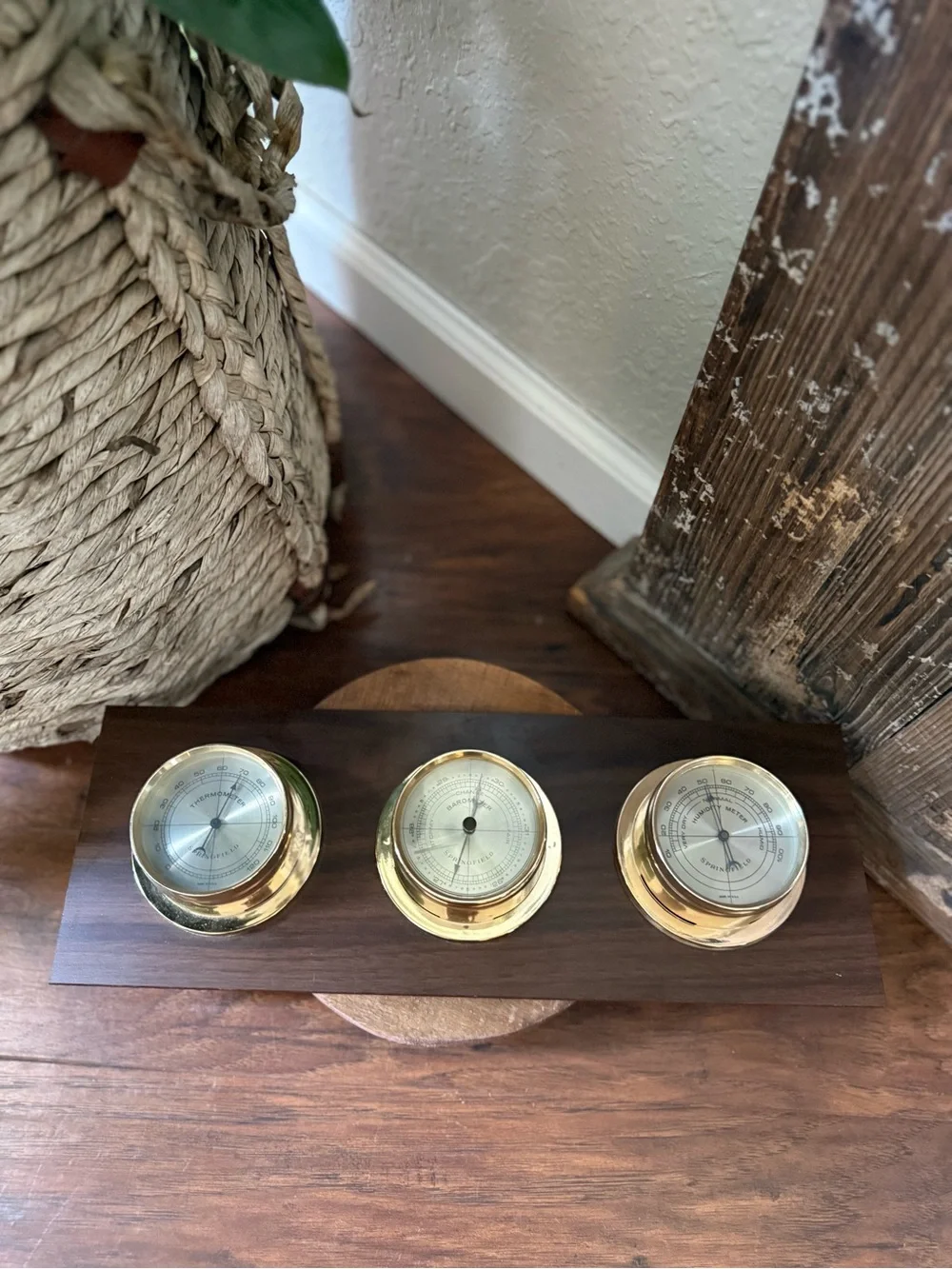 Vintage Springfield Weather Station: Thermometer Barometer Humidity Made In USA